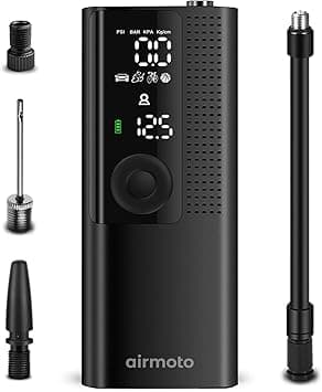 Airmoto Tire Inflator Portable Air Compressor - Air Pump For Car Tires with Digital Pressure Gauge