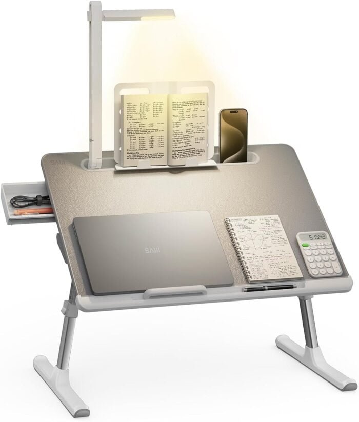 Laptop Table with Book Stand with LED Desk Light